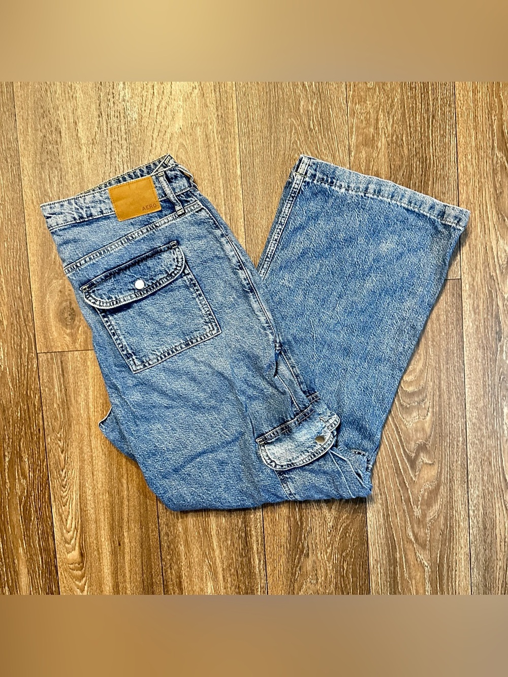 Aeropostale baggy denim Utility cargo pants jeans size 12 regular